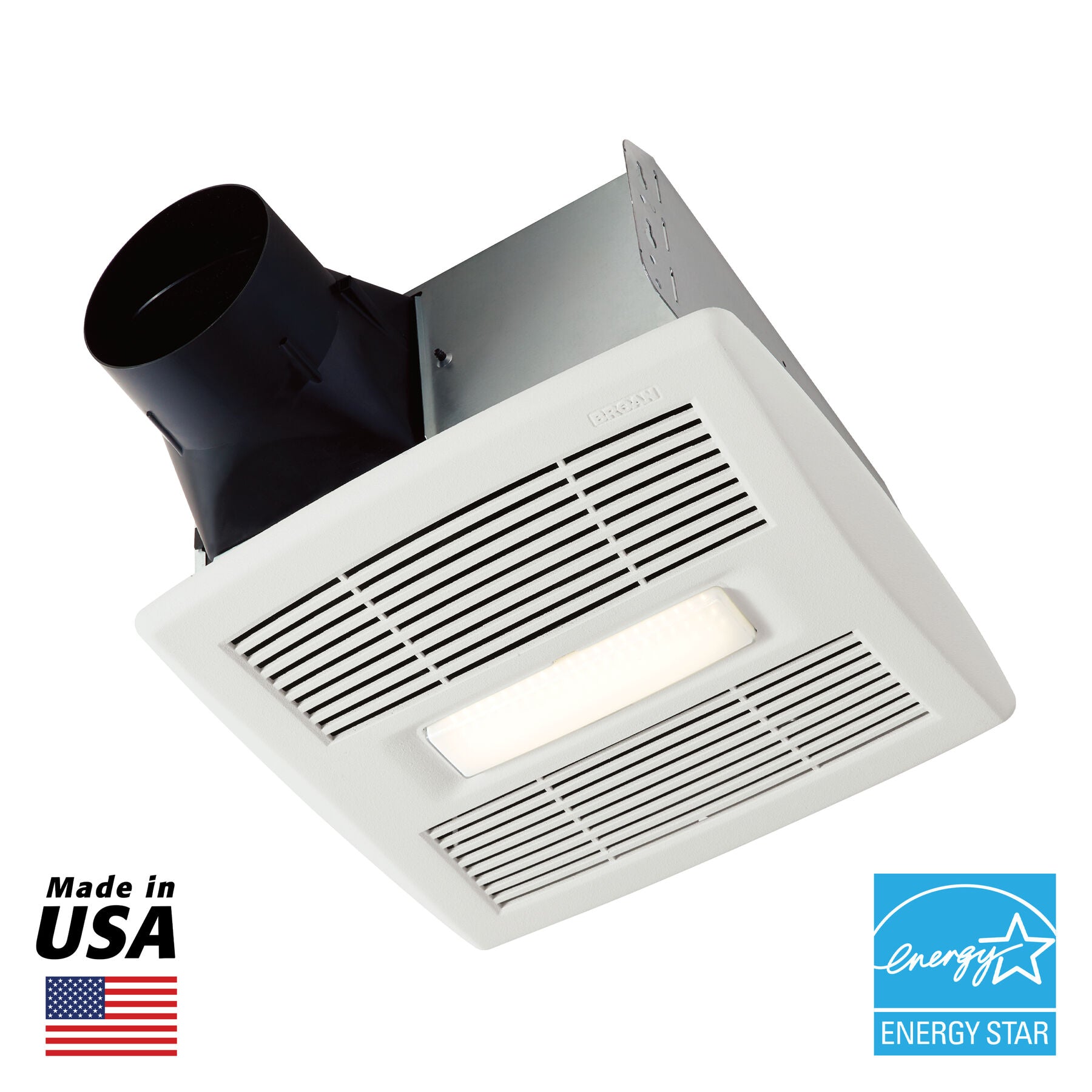 Broan-NuTone® AE110L Flex Series 110 CFM Ceiling Roomside Installation Bathroom Exhaust Fan with Light - Edmondson Supply
