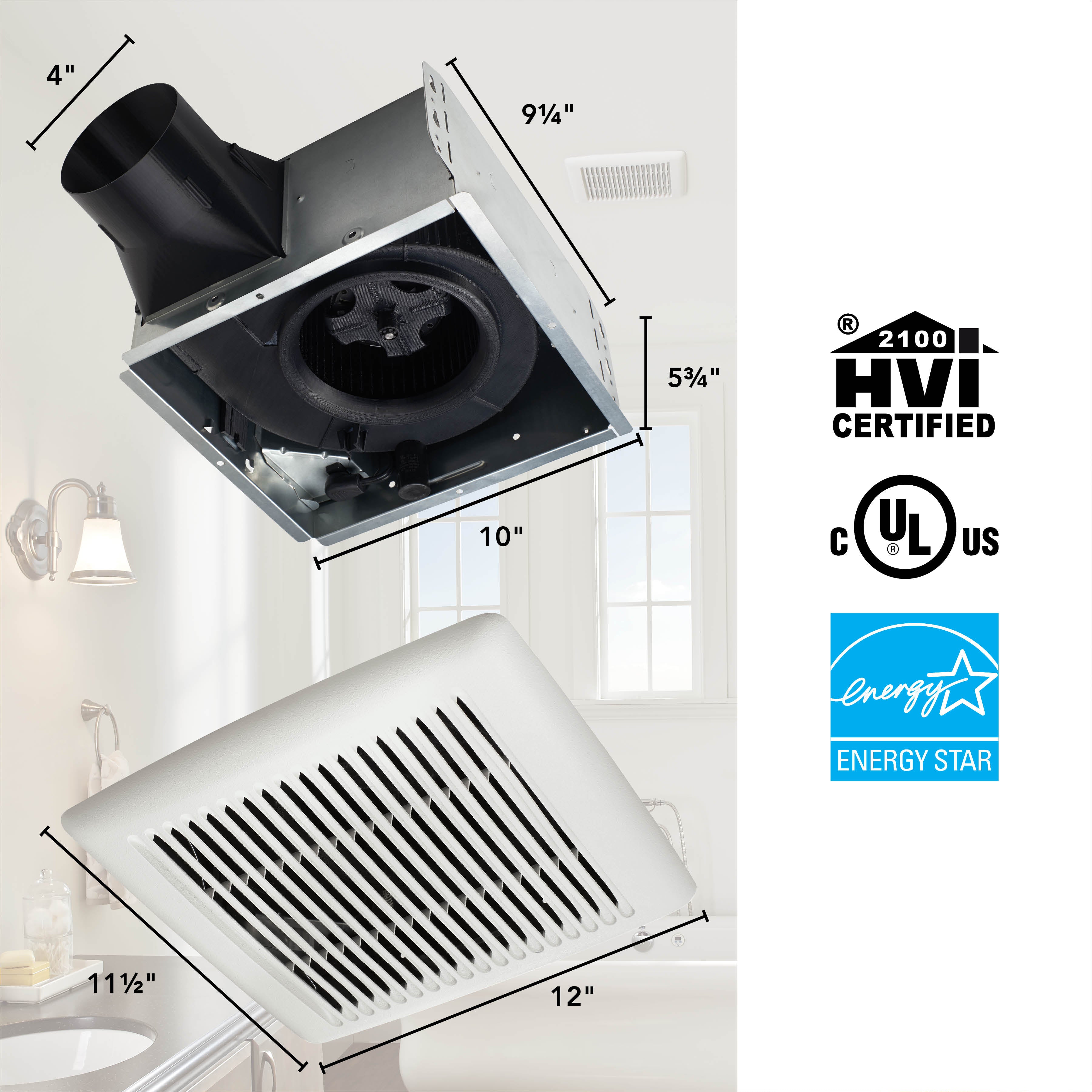 Broan-NuTone® AE110 Flex Series 110 CFM Ceiling Roomside Installation Bathroom Exhaust Fan - Edmondson Supply