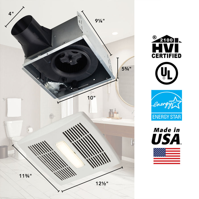 Broan-NuTone® AE80BL Broan Flex™ Series 80 CFM 0.7 Sones Ventilation Fan Light - Edmondson Supply