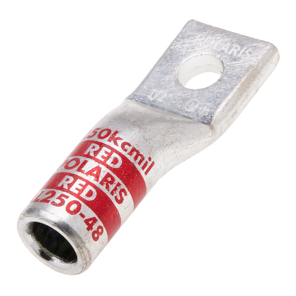 NSI AL250-48 Single-Hole Aluminum Barrel Compression Lug, 250 MCM, 1/2” Mount, AL/CU - Edmondson Supply