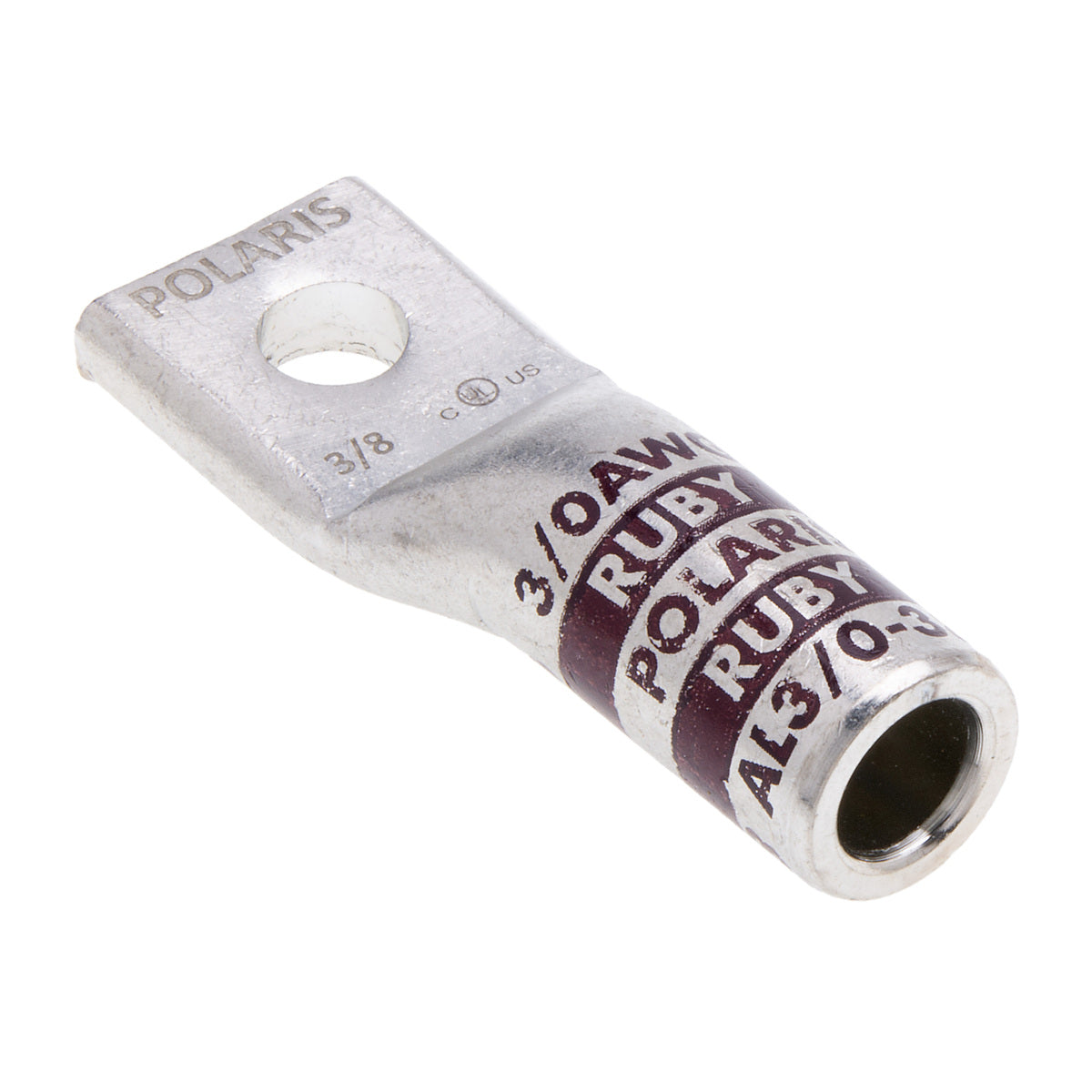 NSI AL3/0-38 Single-Hole Aluminum Barrel Compression Lug, 3/0 AWG, 3/8” Mount, AL/CU - Edmondson Supply