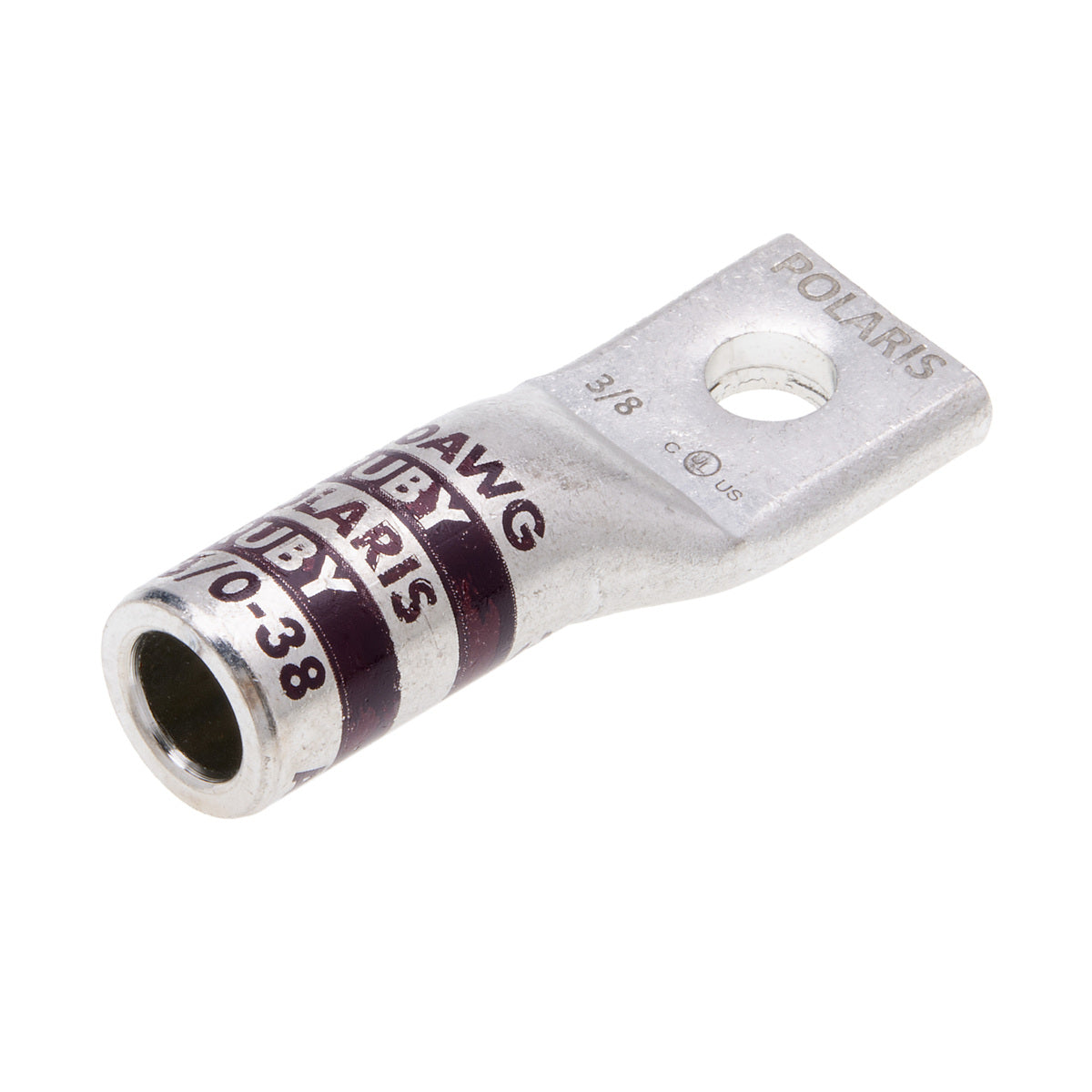 NSI AL3/0-38 Single-Hole Aluminum Barrel Compression Lug, 3/0 AWG, 3/8” Mount, AL/CU - Edmondson Supply