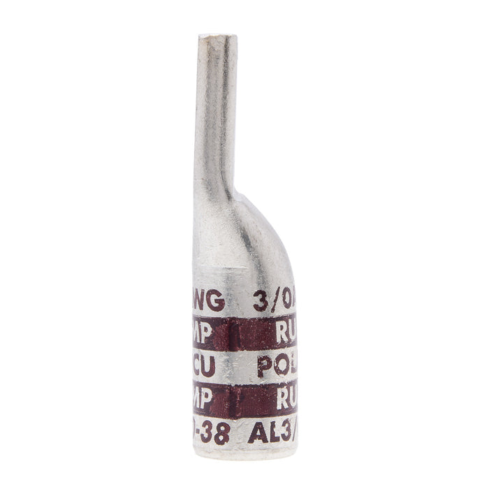 NSI AL3/0-38 Single-Hole Aluminum Barrel Compression Lug, 3/0 AWG, 3/8” Mount, AL/CU - Edmondson Supply