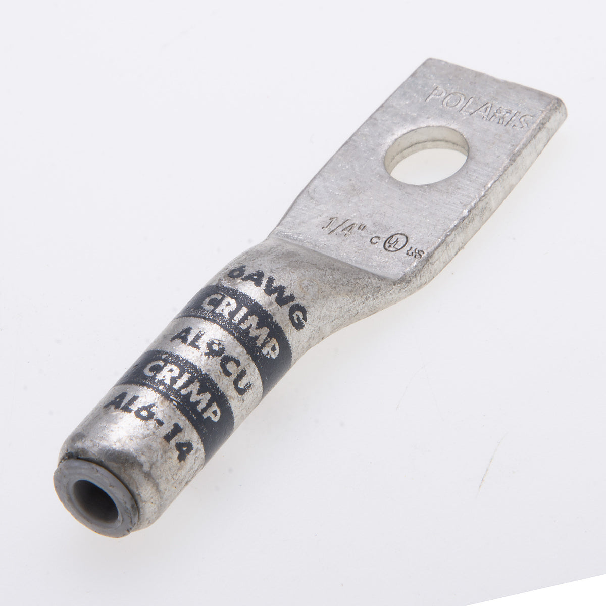 NSI AL6-14 Single-Hole Aluminum Barrel Compression Lug, 6 AWG, 1/4” Mount, AL/CU - Edmondson Supply