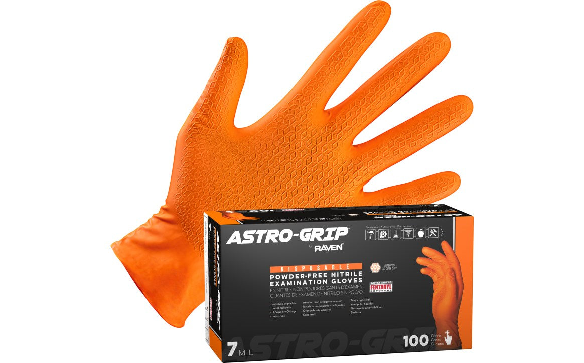 SAS Safety Corp 66474 Astro-Grip® Powder-Free Exam Grade Nitrile Disposable Gloves - 7 Mil - 100PK - Size XL - Edmondson Supply