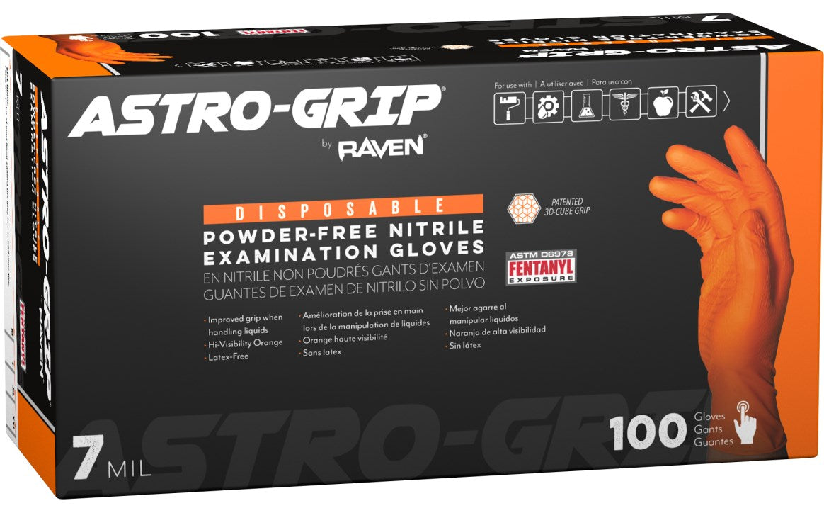 SAS Safety Corp 66474 Astro-Grip® Powder-Free Exam Grade Nitrile Disposable Gloves - 7 Mil - 100PK - Size XL - Edmondson Supply