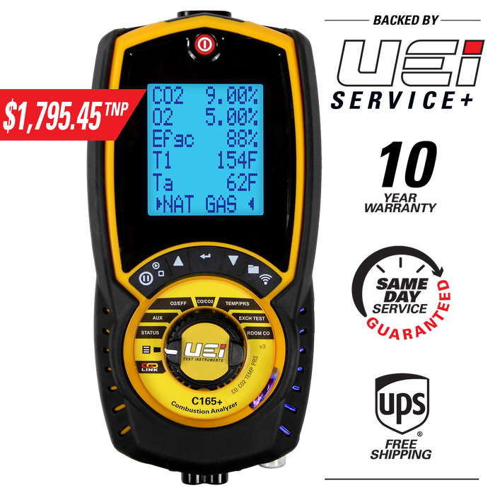 UEi C165+ Residential/Commercial Combustion Analyzer w/High ppm CO reading