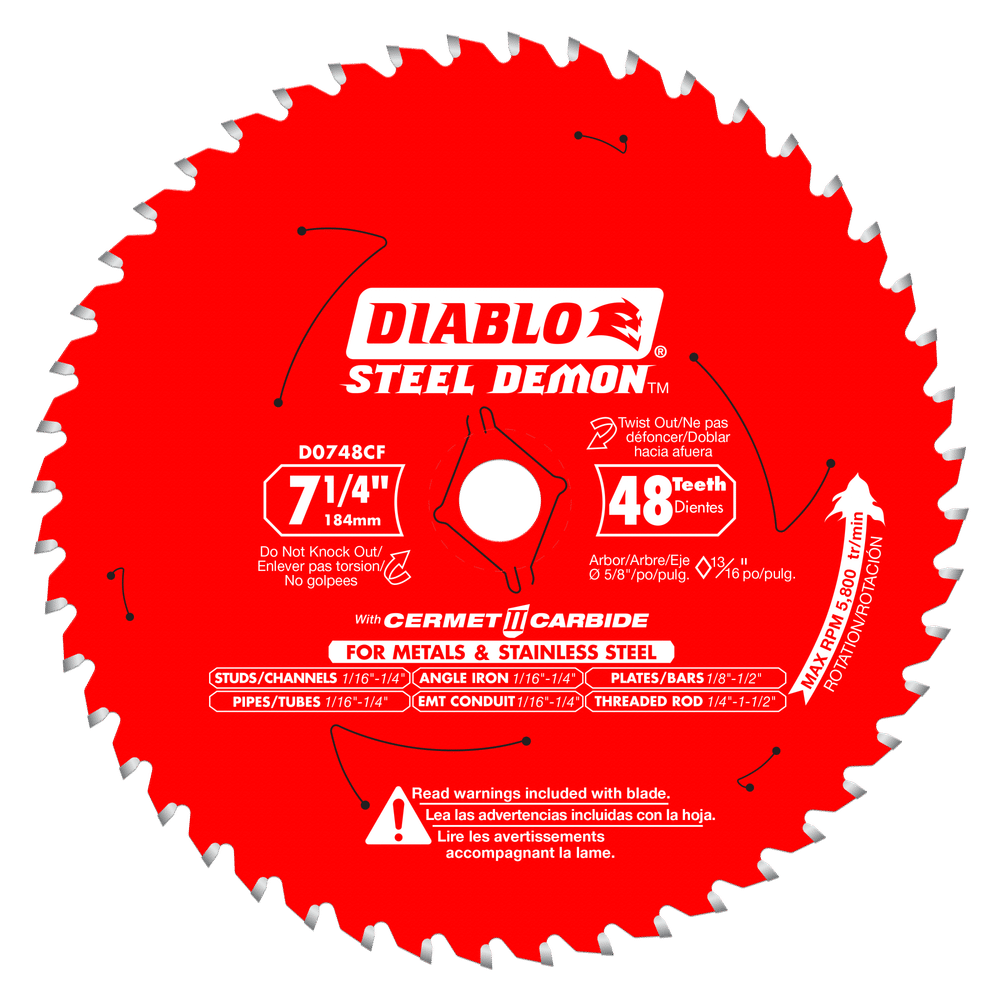 Diablo Tools D0748CFA 7-1/4 in. x 48 Tooth Cermet II Saw Blade for Metals and Stainless Steel (1 pack) - Edmondson Supply