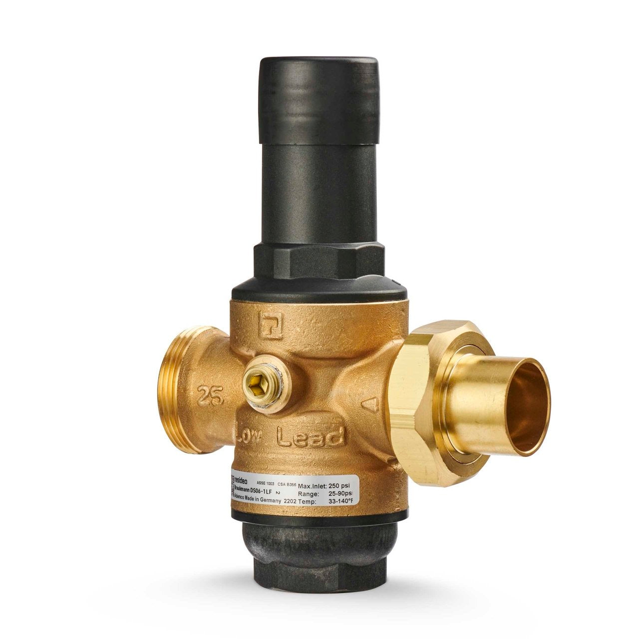 Resideo Braukmann DS06-101-SUS-LF/U DialSet Pressure Regulating Valve, 3/4" Single Union Sweat, Lead Free - Edmondson Supply
