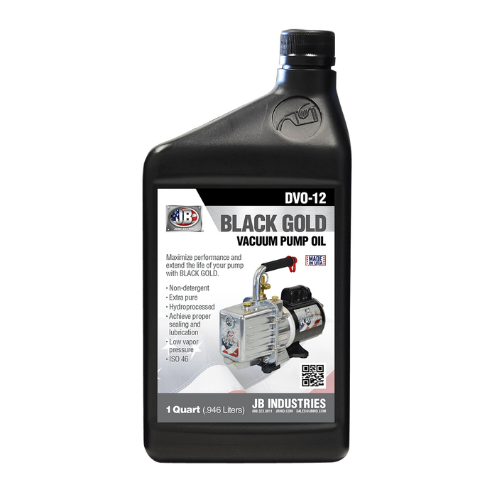 JB Industries DVO-12 BLACK GOLD Vacuum Pump Oil (1 Quart) - Edmondson Supply