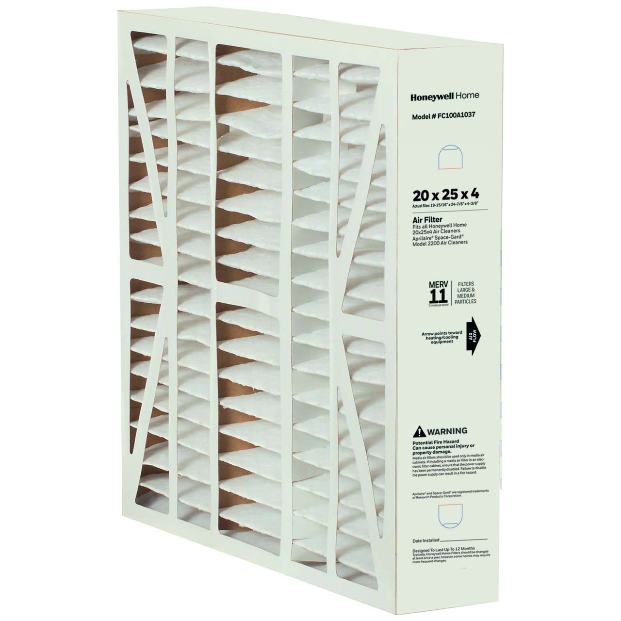 Honeywell Home FC100A1029/U MERV 11 Replacement Media Air Filter, 16" x 25" x 4" - Edmondson Supply