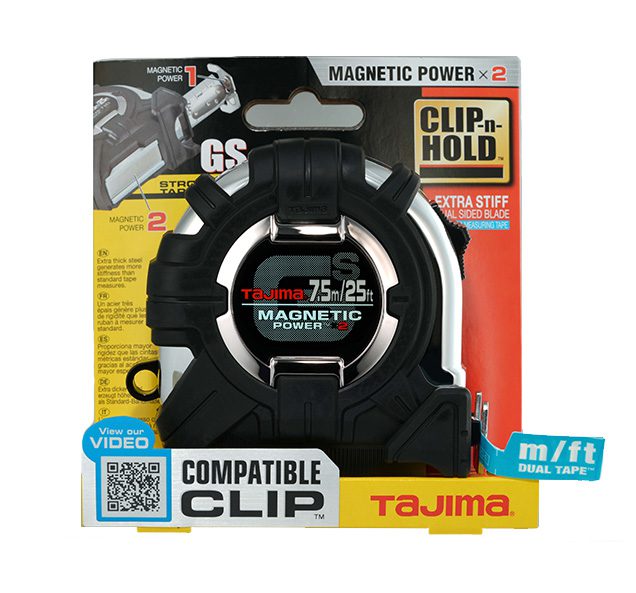 Tajima GS-SC25/7.5MBW GS-LOCK™ MAGNETIC POWER x2 COMPATIBLE CLIP Tape Measure - 25 ft / 7.5 m - Edmondson Supply