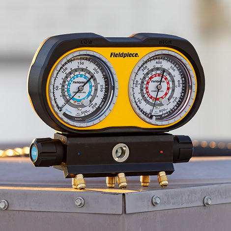Fieldpiece GS334F Analog Gauge Set 3 Port Manifold, Refrigerant, Fahrenheit - Edmondson Supply