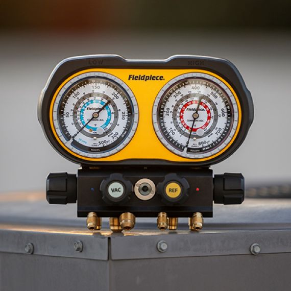 Fieldpiece GS434F Analog Gauge Set 4 Port Manifold, Refrigerant, Fahrenheit - Edmondson Supply