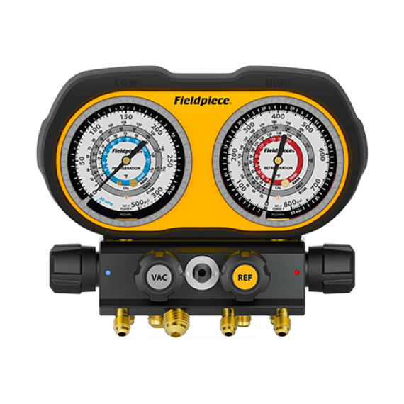Fieldpiece GS434F Analog Gauge Set 4 Port Manifold, Refrigerant, Fahrenheit - Edmondson Supply