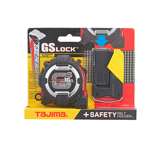 Tajima GSSF-16BW GS Lock™ SAFETY BELT HOLDER™ Tape Measure, 16-foot - Edmondson Supply