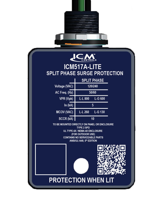 ICM Controls ICM517A-LITE Split-Phase, Type 2 Surge Protective Device - Edmondson Supply