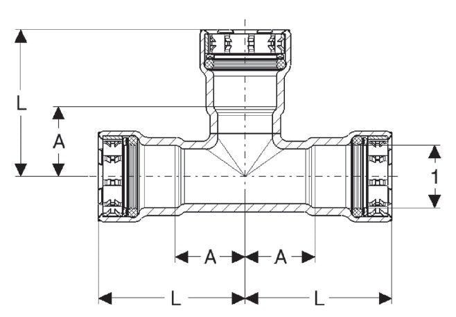 Viega 25351 1-1/4" x 1-1/4" x 1" MegaPressG Tee - Edmondson Supply