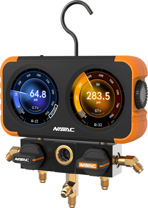 NAVAC N2DX Flex-X Manifold Gauge w/ HD Color Digital Graphic Interface, A2L, 72 Refrigerants - Edmondson Supply