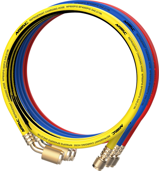 NAVAC NH5SLL 1/4" Low Lose Refrigerant 3 Hose Set, 5 ft, Red, Yellow, Blue - Edmondson Supply