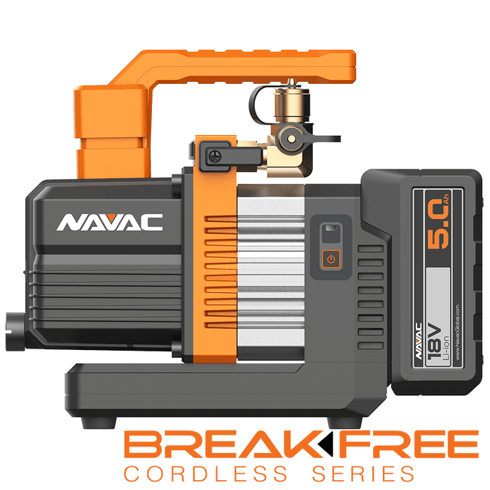NAVAC NP2DLM 2 CFM BreakFree Series Cordless Vacuum Pump with Battery, A2L Compatible - Edmondson Supply