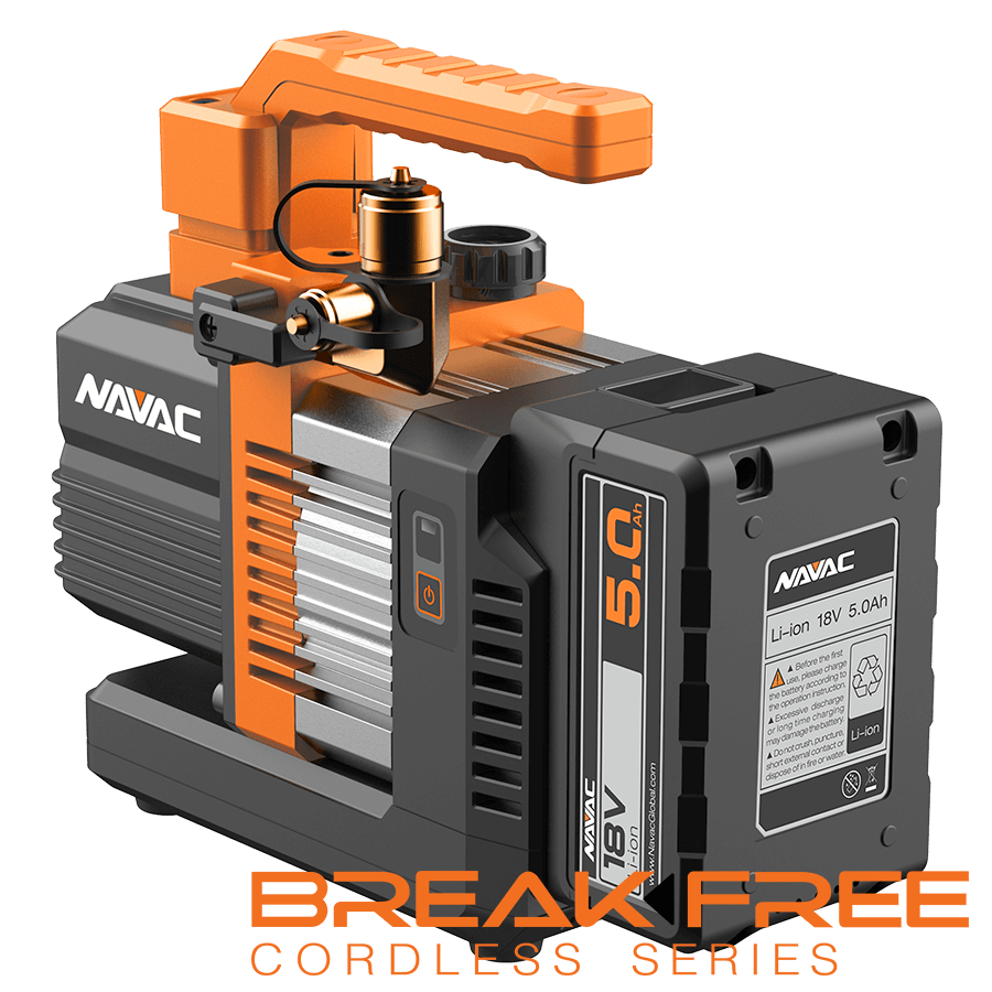 NAVAC NP2DLM 2 CFM BreakFree Series Cordless Vacuum Pump with Battery, A2L Compatible - Edmondson Supply