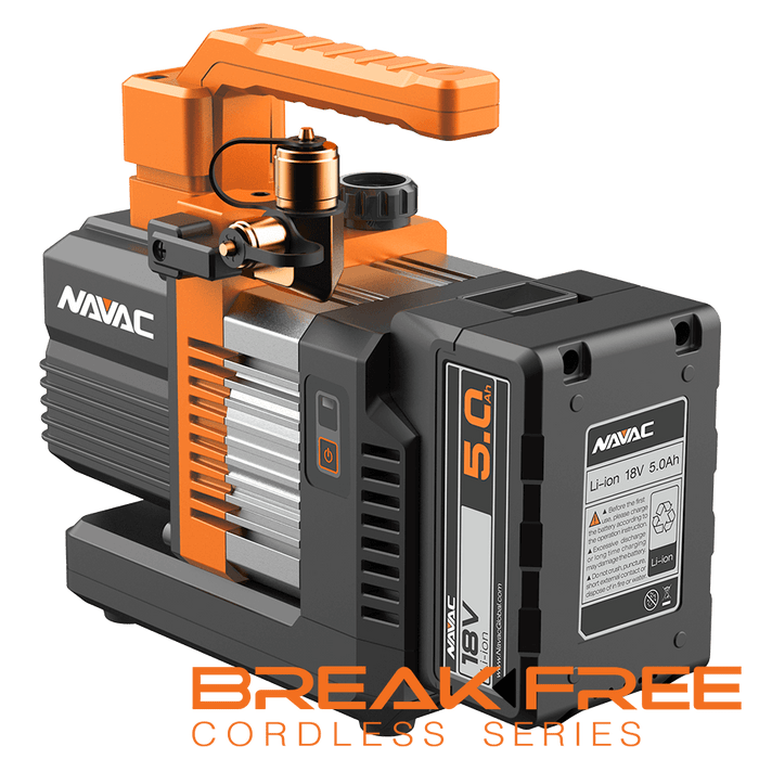 NAVAC NP2DLM 2 CFM BreakFree Series Cordless Vacuum Pump with Battery, A2L Compatible - Edmondson Supply