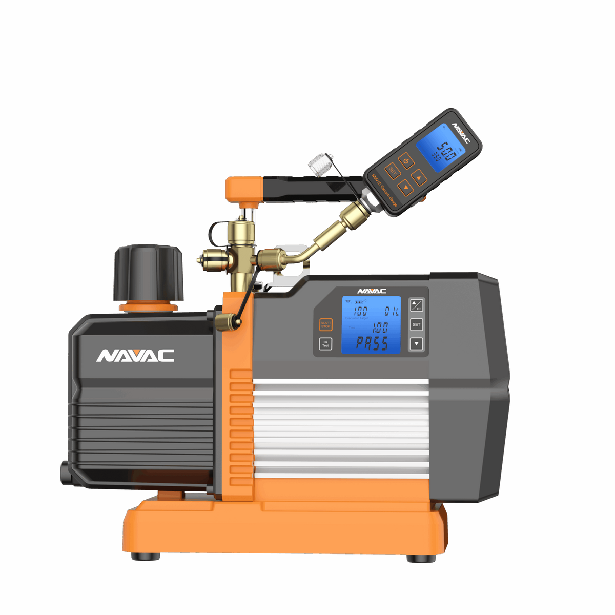 NAVAC NP8DSV Smart Vacuum Pump; 8 CFM/15 Micron with NMV1S Vacuum Gaug ...