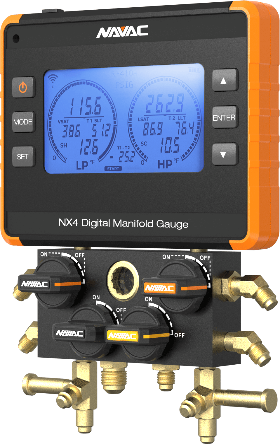 NAVAC NX4 NEXUS™ Digital Manifold Gauge, 4-Valve, Bluetooth, A2L, MyNAVAC™ App - Edmondson Supply
