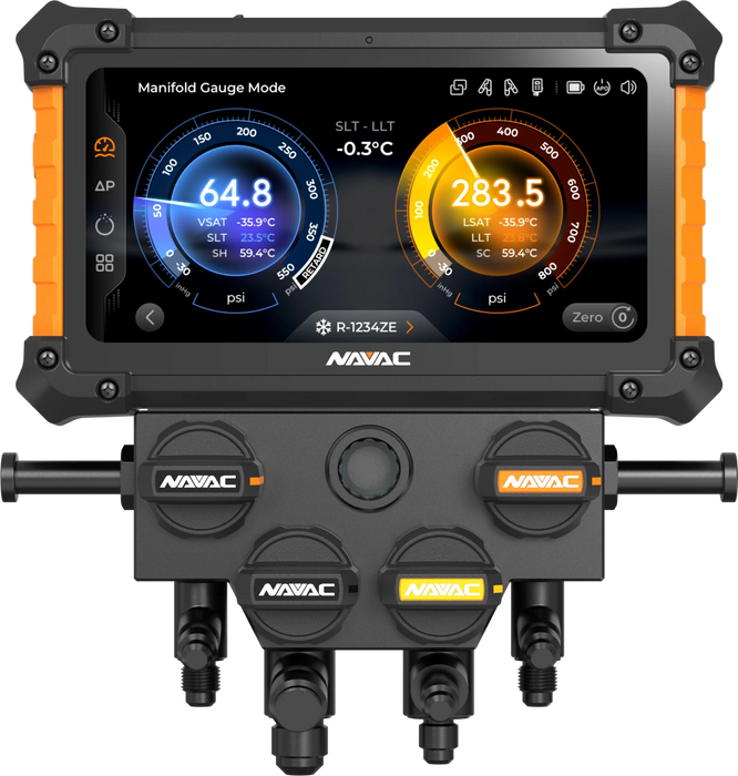 NAVAC NX4GV NEXUS™ 2 Digital Manifold Gauge, 4-Valve, Bluetooth, A2L, (Vacuum Gauge Included) - Edmondson Supply