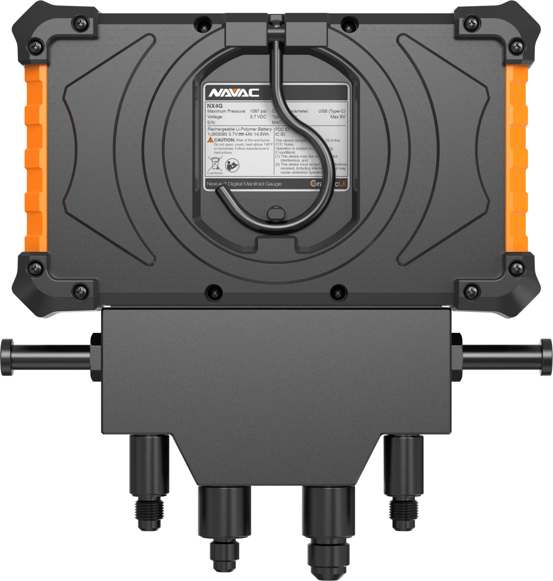 NAVAC NX4GV NEXUS™ 2 Digital Manifold Gauge, 4-Valve, Bluetooth, A2L, (Vacuum Gauge Included) - Edmondson Supply