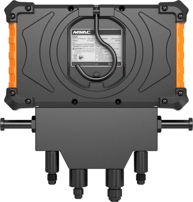 NAVAC NX4GV NEXUS™ 2 Digital Manifold Gauge, 4-Valve, Bluetooth, A2L, (Vacuum Gauge Included) - Edmondson Supply