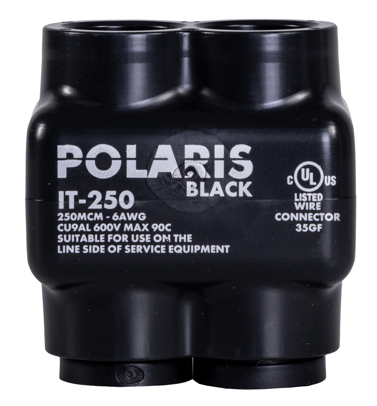 NSI IT-250B Polaris 2-Port Black 250 MCM – 6 AWG Polaris Insulated Tap Connector ( Dual Sided Entry) - Edmondson Supply