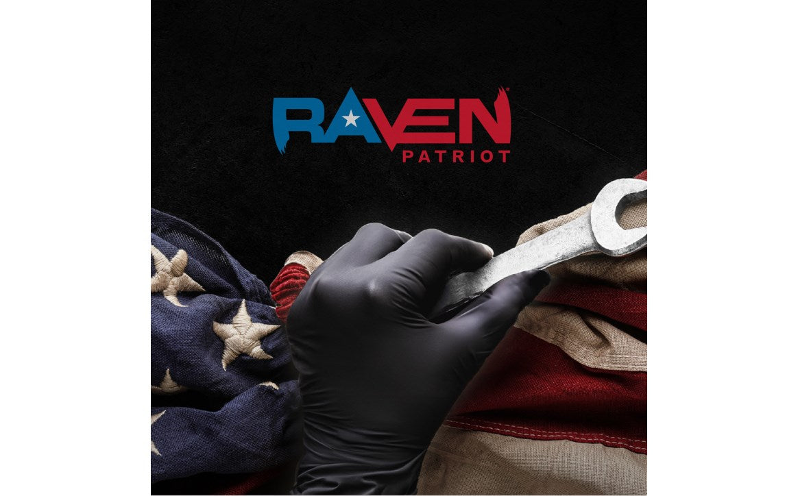 SAS Safety Corp 66483 Raven® Patriot Powder-Free Exam Grade Nitrile Disposable Gloves - 7 Mil - 100PK - Size L - Edmondson Supply