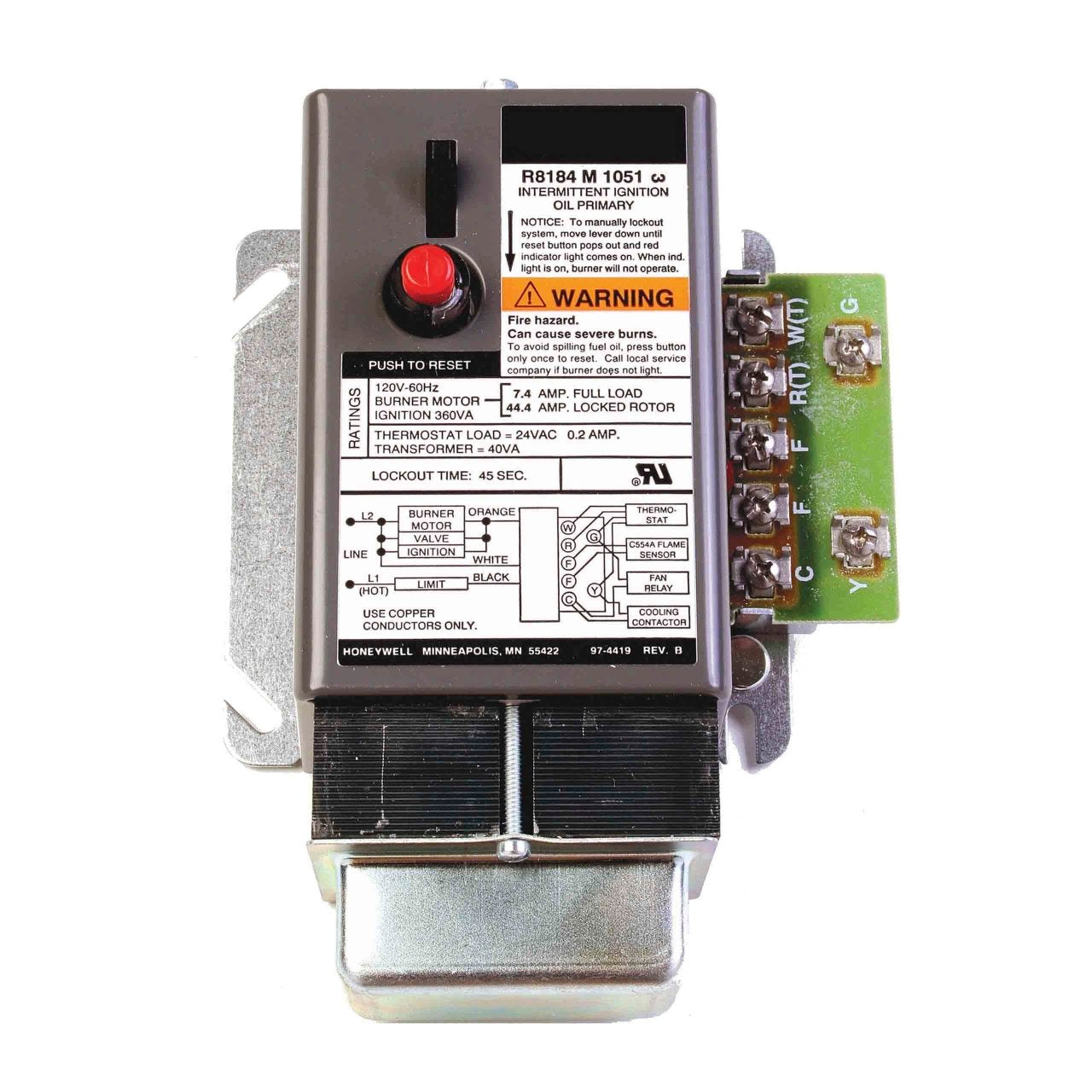 Resideo R8184M1051/U Protectorelay® Oil Burner Control with 45 Second Safety Timing - Edmondson Supply