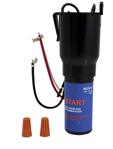 Supco RCO410 3 N' 1 Relay, Overload and Start Capacitor, 1/4 to 1/3 HP, 125 VAC - Edmondson Supply