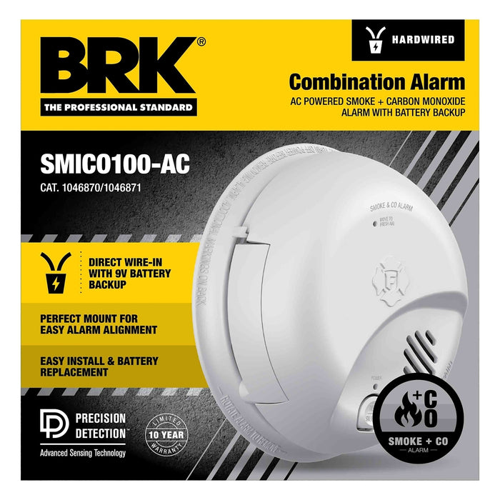 BRK First Alert SMICO100-AC Interconnectable Ion Smoke & CO Alarm w/Battery Backup