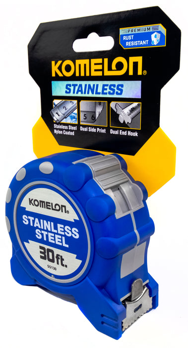Komelon SS130 30' X 1" Stainless Steel Gripper Tape Measure - Edmondson Supply