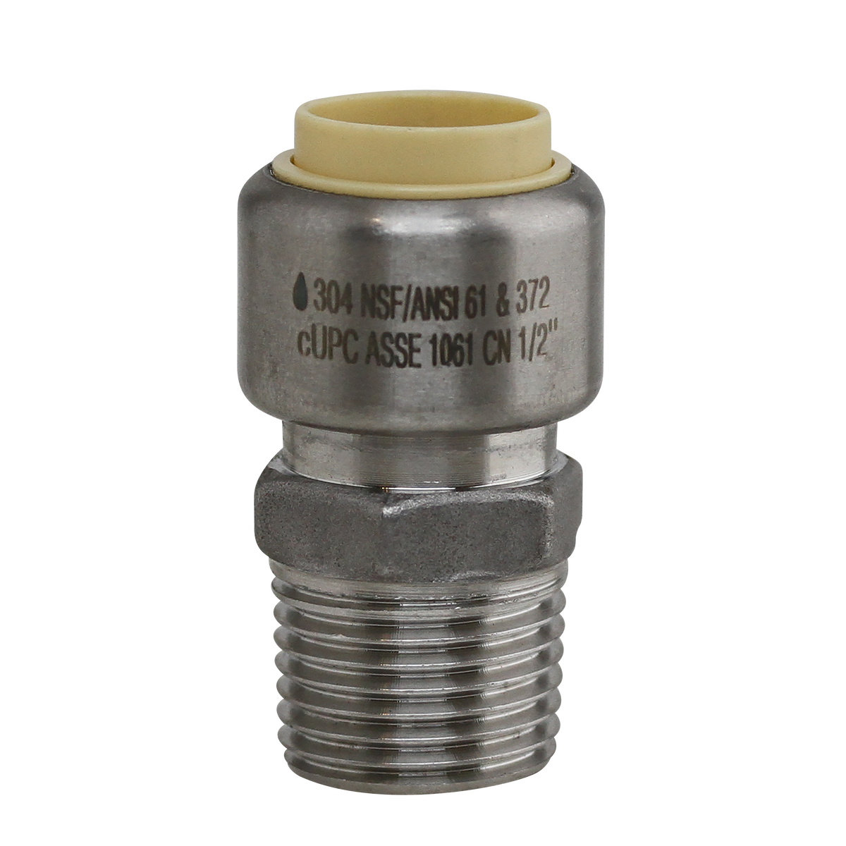 Boshart SSPF-MA05 1/2" 304 Stainless Steel Push-Fit Male Adapter, CTS - Edmondson Supply
