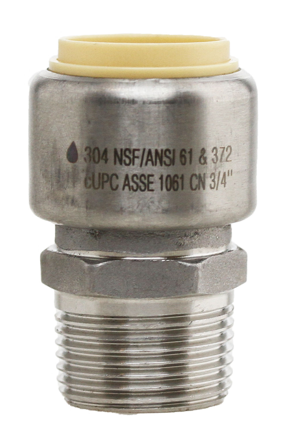 Boshart SSPF-MA07 3/4" 304 Stainless Steel Push-Fit Male Adapter, CTS - Edmondson Supply