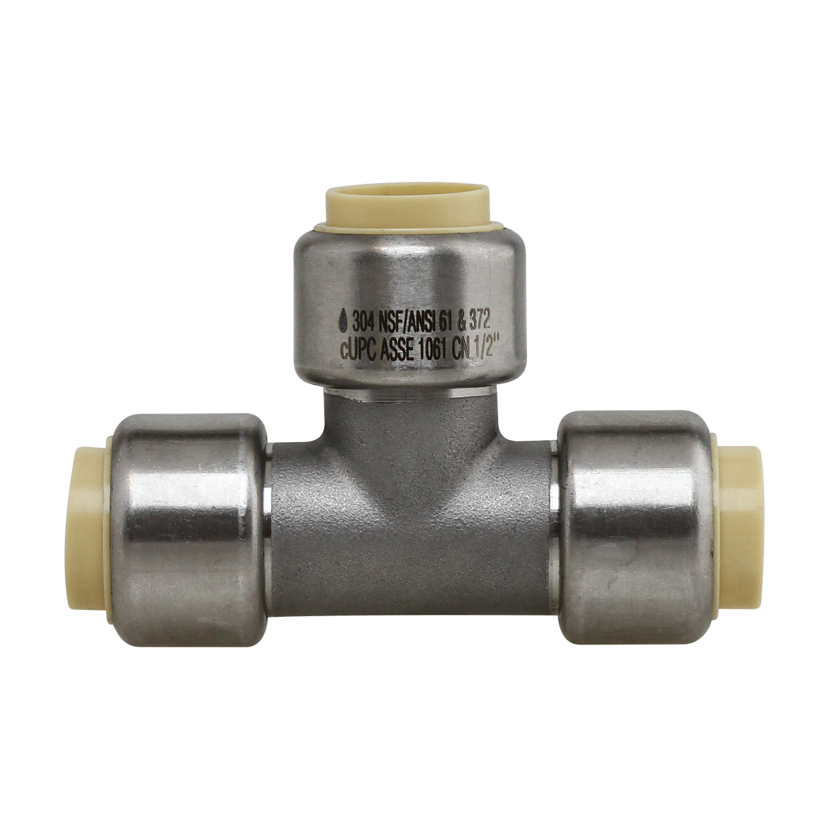 Boshart SSPF-T05 1/2" 304 Stainless Steel Push-Fit Tee, CTS - Edmonson Supply