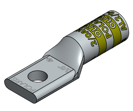 NSI AL2/0-38 Single-Hole Aluminum Barrel Compression Lug, 2/0 AWG, 3/8” Mount, AL/CU - Edmondson Supply