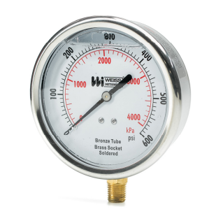 Weiss Instruments LF441-***-4L 4" Liquid Filled Pressure Gauge, 1/4" NPT - Edmondson Supply