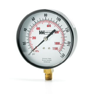 Weiss Instruments TL40-030-4L 4" Trade Line Pressure Gauge, 0-30 psi, 1/4" NPT - Edmondson Supply