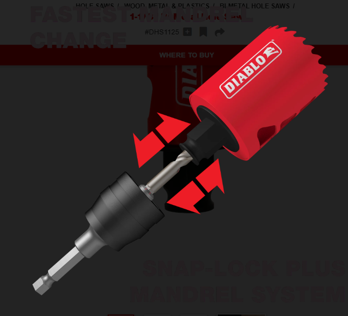 Diablo Tools DHS1125 1-1/8" Bi-Metal Hole Saw - Edmondson Supply