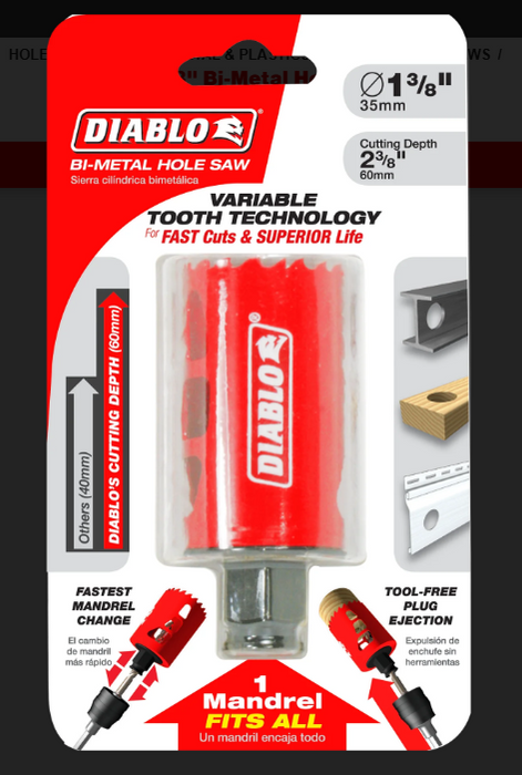 Diablo Tools DHS1375 1-3/8" Bi-Metal Hole Saw - Edmondson Supply