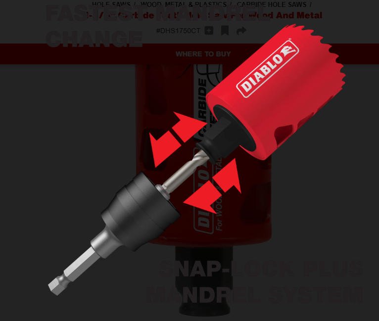 Diablo Tools DHS1750CT 1-3/4" Carbide Teeth Hole Saw for Wood and Metal - Edmondson Supply