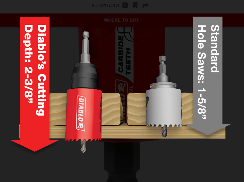 Diablo Tools DHS1750CT 1-3/4" Carbide Teeth Hole Saw for Wood and Metal - Edmondson Supply