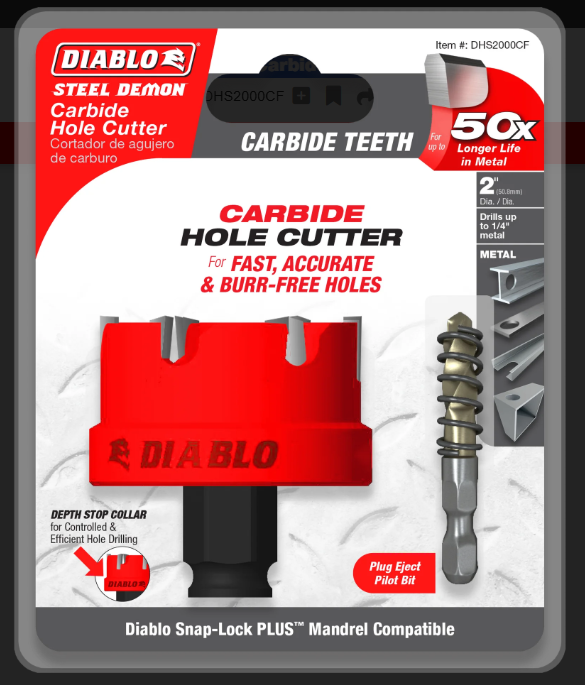 Diablo Tools DHS2000CF 2" Steel Demon™ Carbide Teeth Hole Cutter - Edmondson Supply