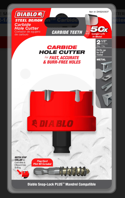 Diablo Tools DHS2500CF 2-1/2" Steel Demon™ Carbide Teeth Hole Cutter - Edmondson Supply